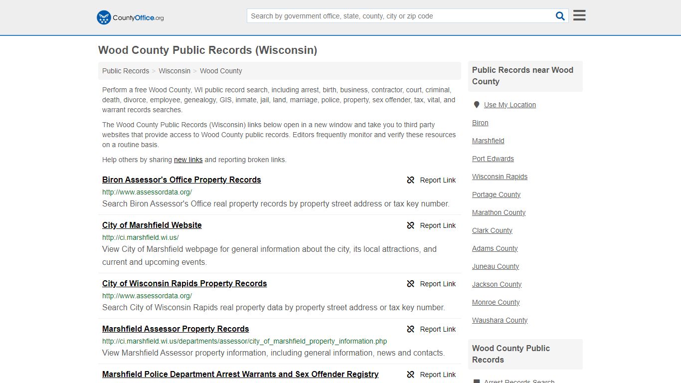 Public Records - Wood County, WI (Business, Criminal, GIS, Property ...